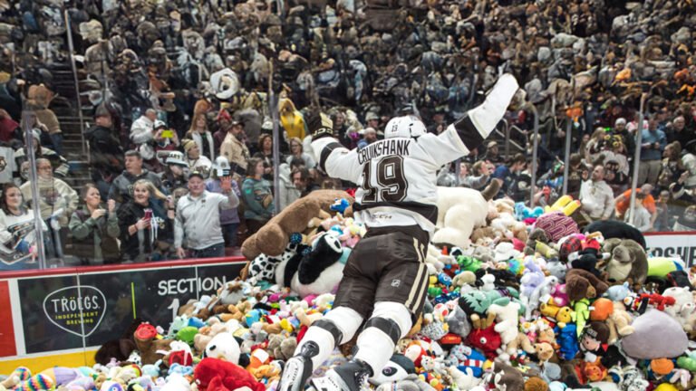 Hershey Bears Toss 81,796 Teddy Bears in Record-Setting Charity Blizzard