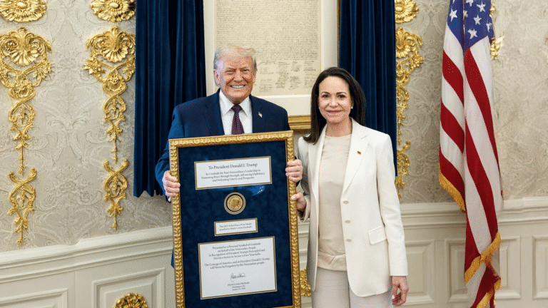 Machado Presented Nobel Peace Prize Medal to Trump Amid Venezuela Leadership Uncertainty